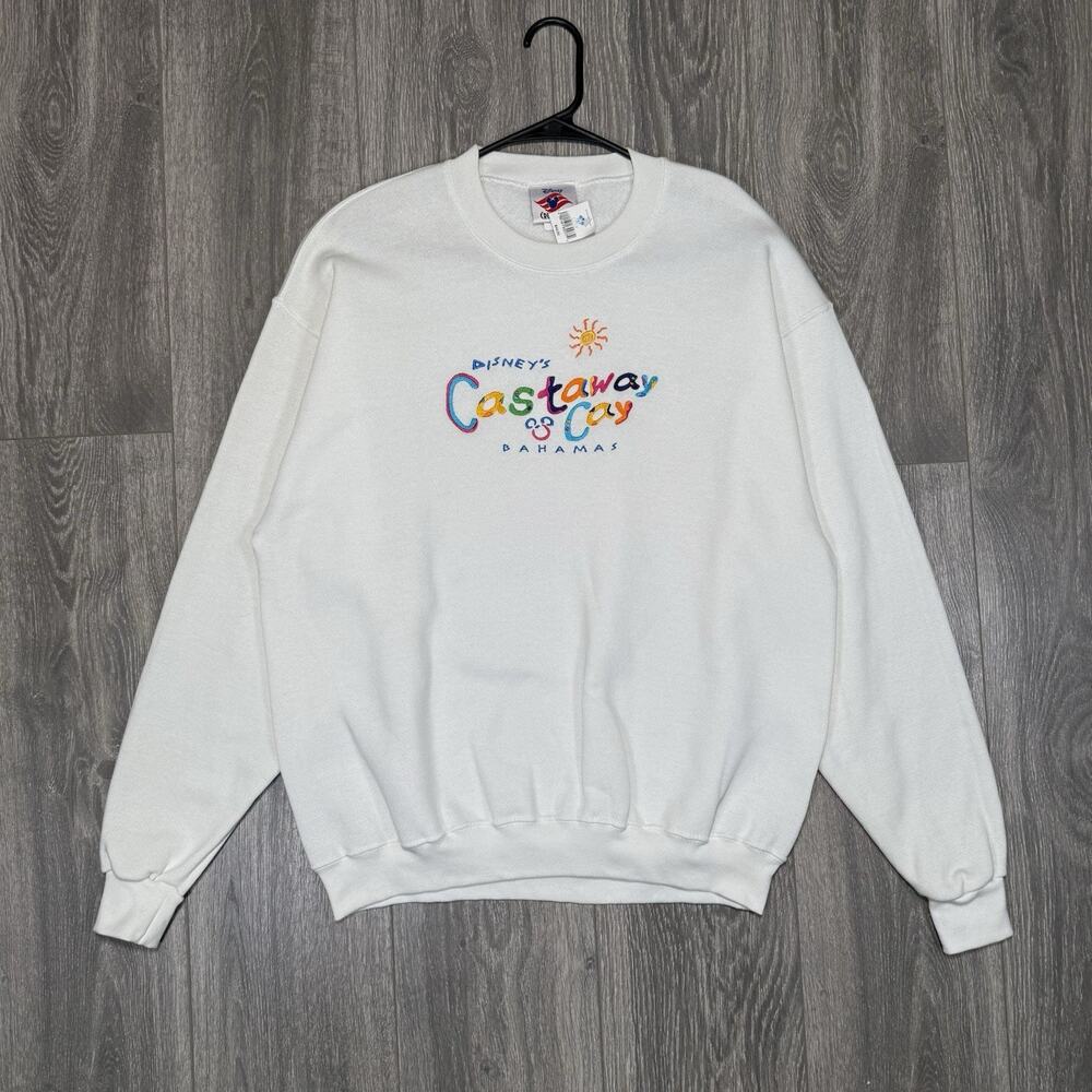 VINTAGE Disney Cruise Line Sweatshirt Adult Large Castaway Cay Bahamas USA NWT - Picture 2 of 9